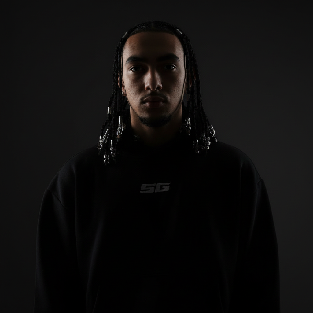 Dramatic silhouette portrait with rim lighting